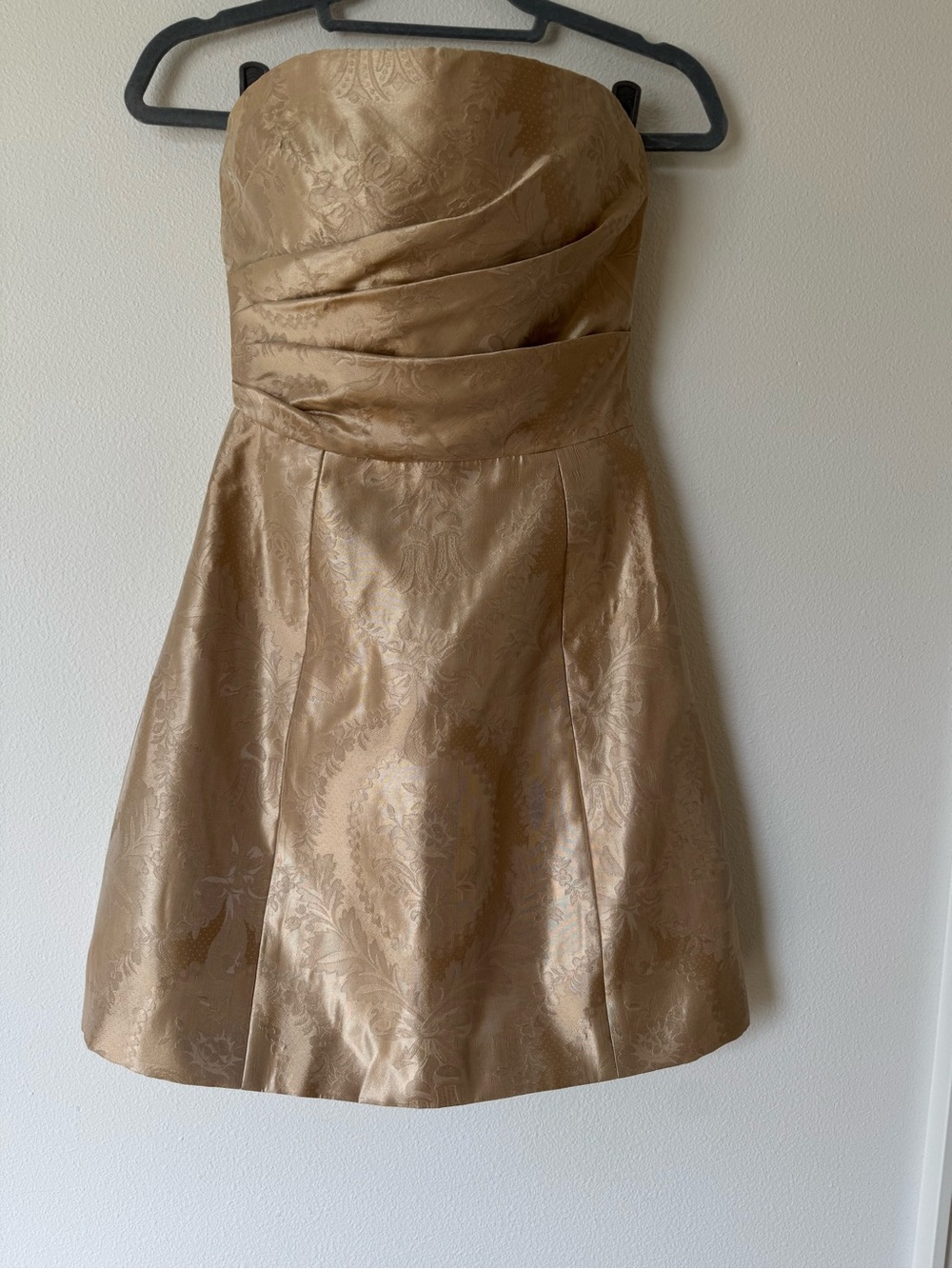 Kay Unger Gold Brocade Strapless Cocktail Dress 100% Silk-Vintage Y2K -SZ - 2
